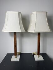 VINTAGE LAUREL LAMP CO TABLE LAMP MCM MID CENTURY MODERN BRASS WALNUT MARBLE picture