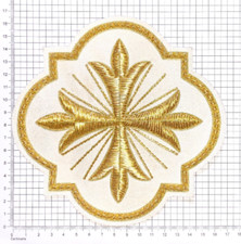 Liturgical Church Emblem Holy Cross Embroidered Sew On for Vestment Gold picture