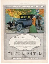 1925 Willys-Knight Six Car Ad Art Deco Era Motor Vehicle Flapper Women Auto picture