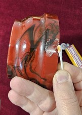 Vintage Bakelite Catalin Trophy Base, Red & Black Swirl 434g (Spiderman) Color) picture