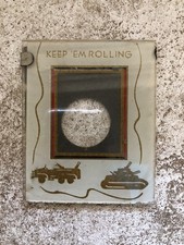 Vintage WWII Reverse Painted Glass Keepsake Coin Holder “Keep ‘em Rolling” picture