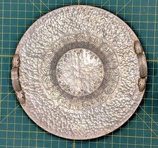 VINTAGE CONTINENTAL HAND WROUGHT ALUMINUM TRAY 582 LEAF HANDLES MID-CENTURY picture