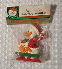 Vintage Santa's World Disney Donald Duck On Sled Kurt Adler Christmas Ornament picture