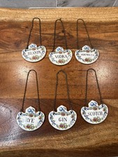 Vintage Lot Of 6 Crown Staffordshire Bone China Liquor Bottle Tags picture