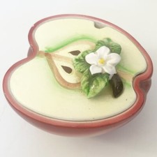 VTG ESD Lefton Apple Dish Jam Jar Half Apple with Flower Ceramic 50's Retro MCM picture
