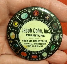 Vintage Cohn's Furniture 1920s Era Chicago Birthstone Celluloid Pocket Mirror picture
