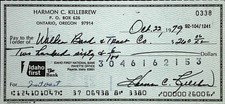 1979 Harmon Killebrew Signed Cashed Personal Bank Check Signed Auto Beauty HOF picture