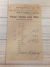 1922 James Lally Flour Grain Hay Receipt Milford Mass Walter Watson Undertaker G picture