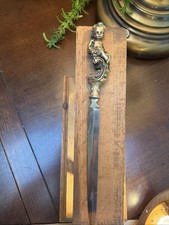 Vtg Antique Art Deco Boy Silver Figural Fancy Letter Opener Desk Paper Knife picture