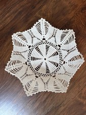 Vintage Handcrafted Crocheted Doily Basket made from Starched Cotton Crochet 9