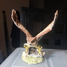 VTG Royal Heritage Great Horned Owl Bisque Porcelain Figurine picture