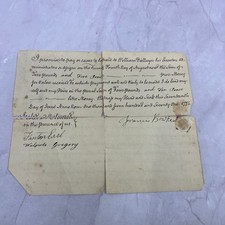 1771 Original Promissory Note to William Dillwyn From Francis Bowker TB8-OD picture