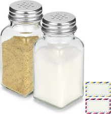 Salt and Pepper Shakers Set of 2, Glass Spice Shaker with Blank Stickers, Salero picture