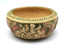 Antique 1916 Roseville Donatello Pottery Planter Pot Low Console Bowl Cherubs 5