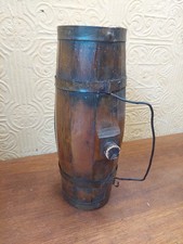 Vintage French Wooden Barrel Keg With Iron Banding picture