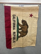 Vintage Rare California Republic Flag Cotton Ajax Paramount Co Bear Flag 33”x25” picture