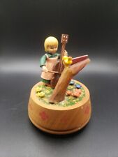 Anri Hand Painted Wooden Music Box Plays Sing A Song Rotates Vintage Italy picture