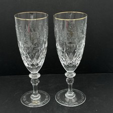 2 ROGASKA GALLIA CRYSTAL ICE TEA  GLASSES Gold Rim 9-5/8