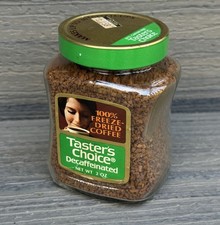 Vintage 1979 Taster’s Choice Decaffeinated Instant Coffee 2oz Glass Jar - SEALED picture