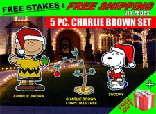 Big yard signs - Peanuts - Charlie Brown - Christmas lawn décor Set 5pcs picture