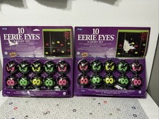 2x Vintage EERIE EYES (20) Blow Mold Halloween Light Set FUN WORLD String Lights picture