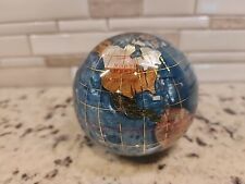Blue Globe Paperweight Opalite Gem Inlaid Stone World - Alexander Kalifano? picture