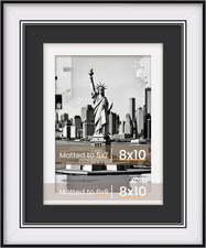 8x10 Picture Frame with Dual Mats, Black Photo Frames Matted for 8X10 picture