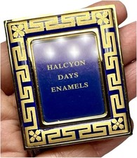 New Rare Halcyon Days Enamel Mini Picture Frame Blue Gold Never Used England picture