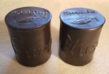 2 Spice Boxes: Hammered Metal Cumin & Nutmeg, Lined Iron  picture