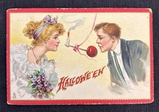 Vintage 1912 Halloween Postcard Tuck’s Series 174 Couple With Candle & Apple picture