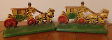 Vintage HUBLEY? SET OF 2 Painted HORSE DRAWN CARRIAGE BOOKENDS picture