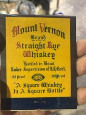 vintage Mount Vernon Brand Straight Rye Whiskey advertising Matchbook picture