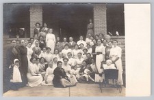 RPPC Meadville, PA Huge Group Women Children Babies Pram Real Photo HE Ellsworth picture