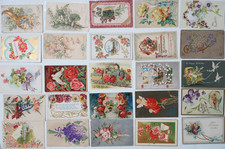Antique POSTCARD Lot 50 Flower Greetings Floral Garden Old Flowers Pretty Cards picture