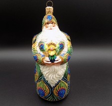 Patricia Breen 2004 Saint Chapelle Peacock Santa Holding Angel Ornament 5 1/2