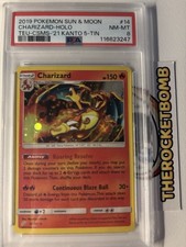 Pokemon Charizard 2019 S&M Team Up Kanto 5-Tin Promo Cosmos Holo Grade NM PSA 8 picture