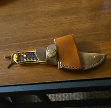 Whiskey Ranch Fixed Blade Hunting Knife Bone Handle with Sheath picture