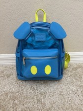 Loungefly Disney Park Neon Summer Clear Blue Mickey Ears Mini Backpack picture