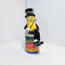 Vintage Mr Peanut Figurine Sitting On Cocktail Can Nabisco Planters Ceramic 3D picture