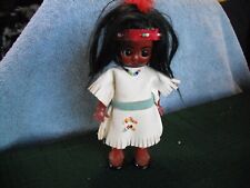 Vtg Native American Indian Doll Eyes Open & Close Red Feather Head Band picture