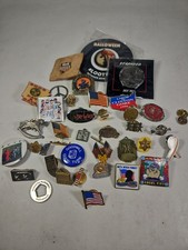 37 Vintage Modern Collectible Pin Lot Olympics Scouts 4H Flags Honda Train picture