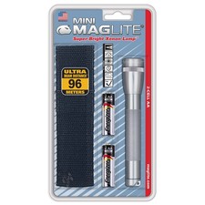 Mini Maglite AA Flashlight Gray Compact Durable Weather Resistant with Holster picture