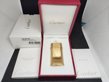 Vintage Cartier gas lighter Gold / Striped Godron with box. picture