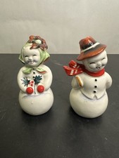 VTG Shafford Japan Christmas Mr. & Mrs. Snowman Salt/Pepper Shakers picture