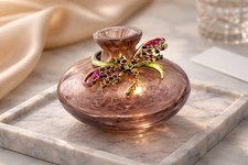 Vintage Jay Strongwater Purple Bud Vase With Enamel and Crystal Dragonfly MIB picture