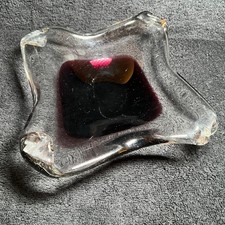 Murano Sommerso Vintage Art- Deep Purple Trinket Dish/Ashtray Mid Century Italy picture