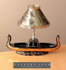 FAB MID CENTURY MODERN GONDOLA ACCENT LAMP VENICE 50'S VTG PLANTER BLACK GOLD picture