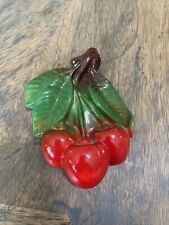 Vintage Cherry Decorative Wall Decor Chalkware Cherries Bright Colors Shiny Red picture