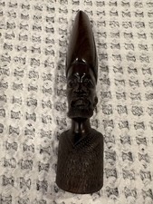 vintage hand-carved wooden tribal bust depicting a bearded man picture