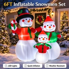 6ft Christmas Inflatable Snowman Family LED Lighted Blowup Lawn Yard Decoration picture